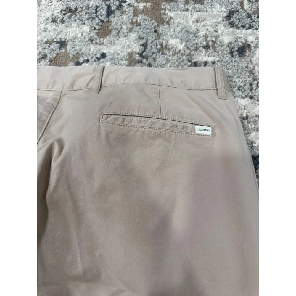 Lacoste Slim Fit Chino Pants Tan Khaki Mens US 38 Cotton Stretch HH2739